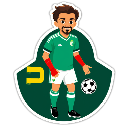 Sticker van een gepassioneerde voetbalfan met bal en sjaal
