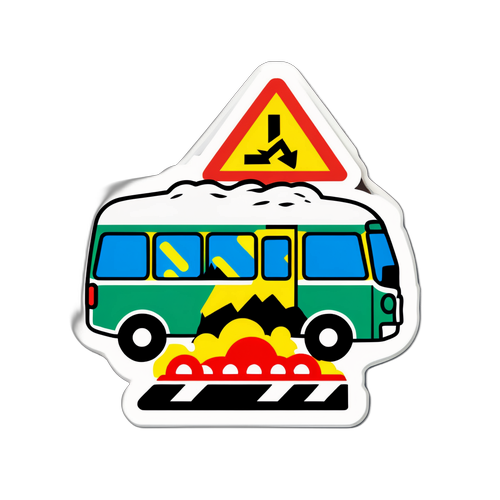 Omgevallen bus met verkeersbord