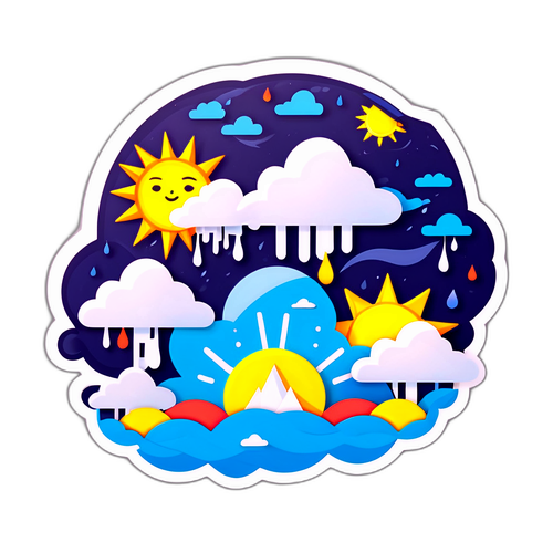 हैदराबाद के मौसम का मल्टी-फैसिटेड स्टिकर