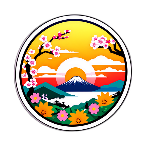 桜と富士山の風景