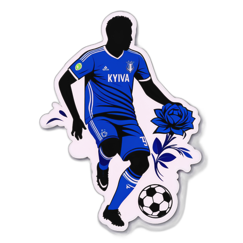Силует футбольного гравця Динамо Київ з елементами стильного букета