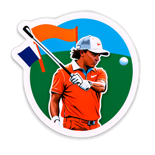 En modern golfklistermärke med Rickie Fowler