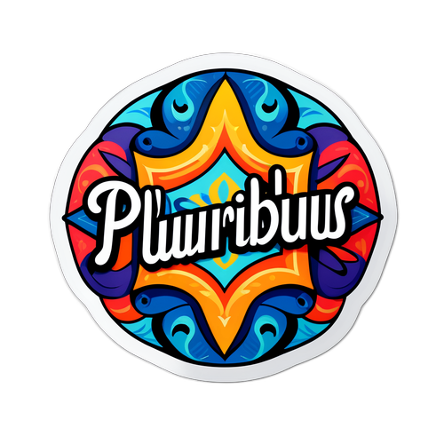 Sticker artistic cu cuvântul 'Pluribus'