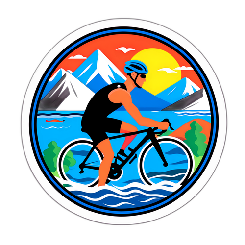 Triathlet mit Schwimmen, Radfahren und Laufen