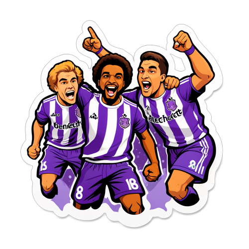 Illustration comique d'un match entre Anderlecht et Dender, mettant en scène des supporters enthousiastes