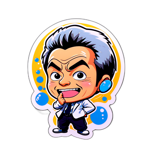 ケンジロウ・ツダの風刺イラストステッカー