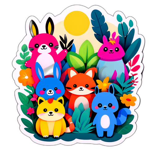 Kolorowy projekt naklejki Ellie Kam inspirowany naturą