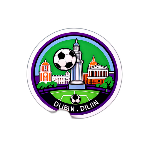 Wklejka z ikonami Dublina i piłką nożną