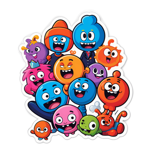 Masiglang Sticker ng Mga Tauhan sa 'The Wonderfully Weird World of Gumball'