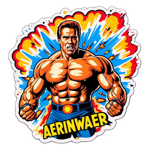 Autocolant vintage cu Arnold Schwarzenegger
