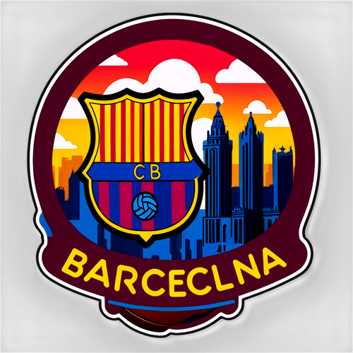 Barcelona's Colors Come Alive: An Iconic Sticker Celebrating Football and the Skyline!