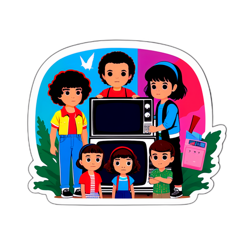 Retro TV med karaktärer från 80-talet