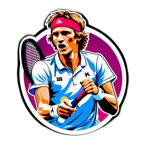 Hình dán Alexander Zverev chơi quần vợt