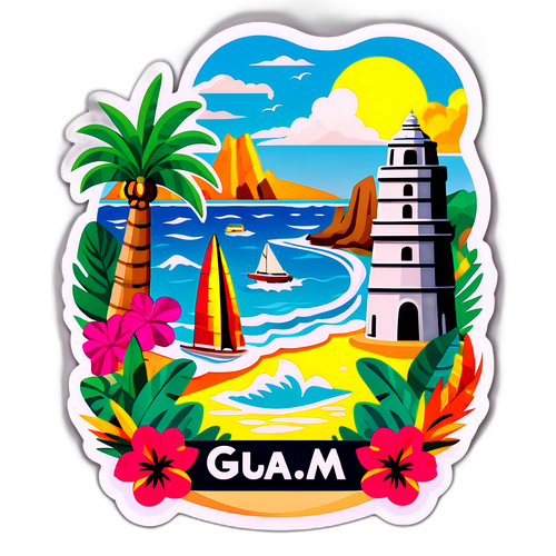 Stiker Bertemakan Tropika Guam