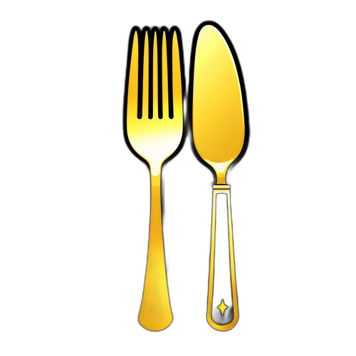 Stylischer Aufkleber, der den Goldpreis durch eine goldene Gabel darstellt