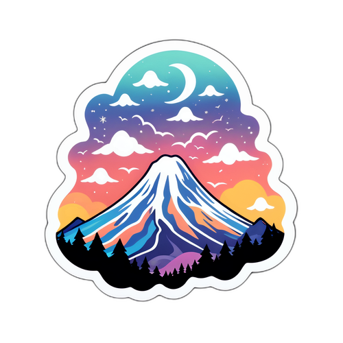 Whimsical Ghostly Yotei Mountain Sticker