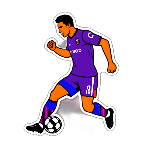 Autocolant cu fotbalist în acțiune