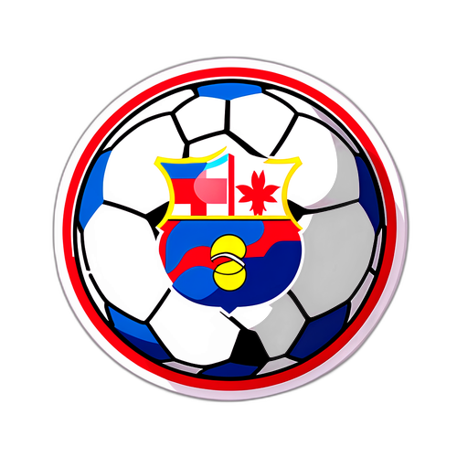 슬라비아와 바르셀로나의 경기를 상징하는 축구공 디자인