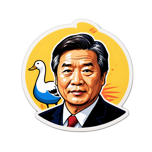 한덕수 총리의 특징을 담은 재미있는 일러스트 스티커