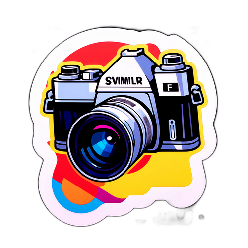 Autocollant accrocheur avec un appareil photo de film et des éléments de Formule 1