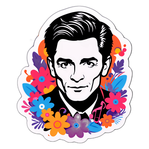 Sticker mit stilisiertem Porträt von Michael Patrick Kelly