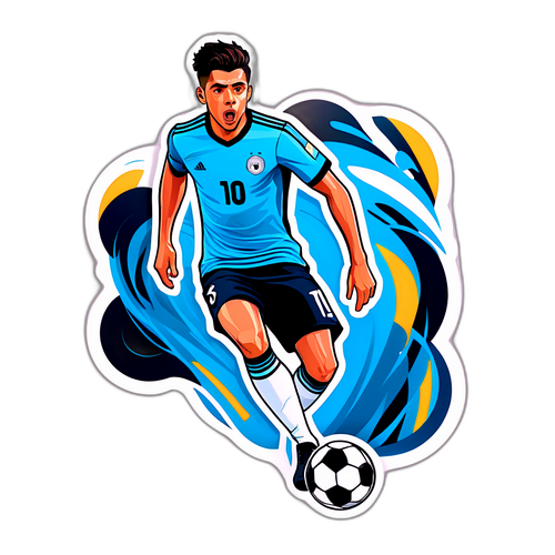 Adesivo di Nico Gonzalez che dribbla un pallone da calcio