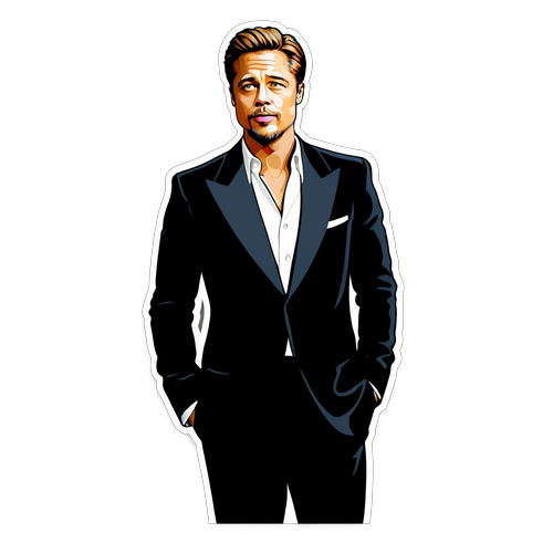 En cool sticker af Brad Pitt med en tidløs filmstjerne-silhuet