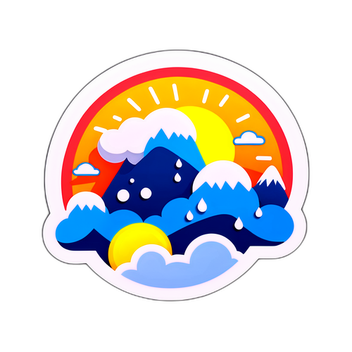 Wettersticker mit Sonne, Schnee und Wolken