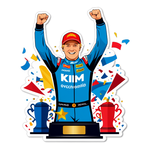 Adesivo di Kimi Antonelli nella celebrazione del podio