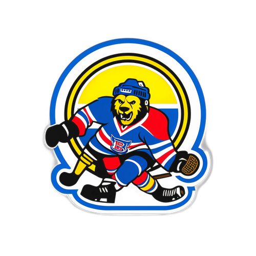 Sporty Hockey Sticker featuring Bruins and Rangers Logos