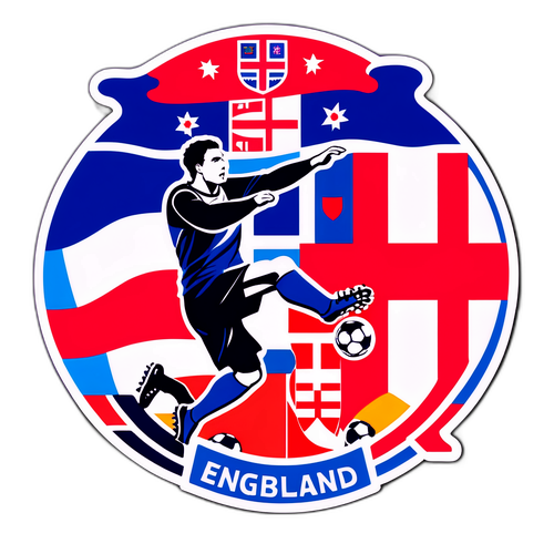 Aufregendes Fußballmotiv mit den Flaggen von England und Serbien