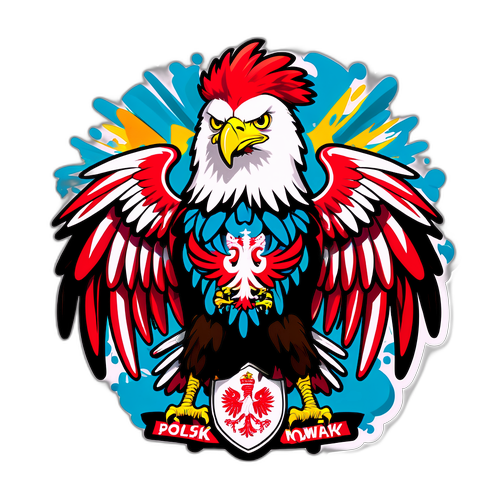 Sticker z Sławomirem Nowakiem w koszulce z orłem polskim