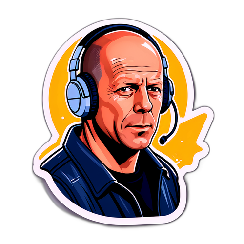 브루스 윌리스의 상징적인 모습 스티커 디자인