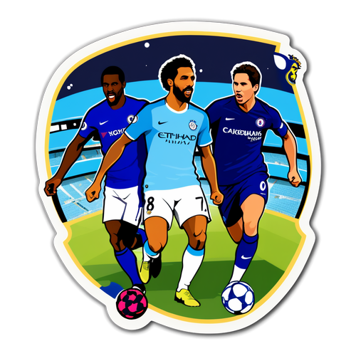 Sticker przedstawiający rywalizację Manchesteru City i Chelsea