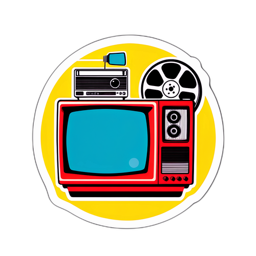 Sticker TV3 dengan Reka Bentuk Vintage