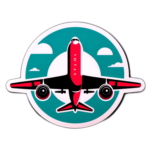 מדבקה מעודדת עם מטוס הממריא