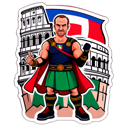 Politisk tecknad klistermärke av Meloni