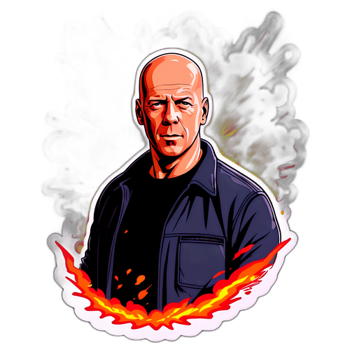 Sticker van Bruce Willis in Actie