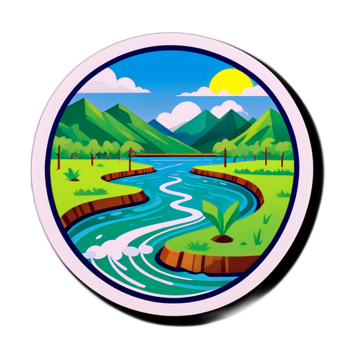 Vibrant na Sticker ng mga Proyekto sa Kontrol ng Baha sa Pilipinas