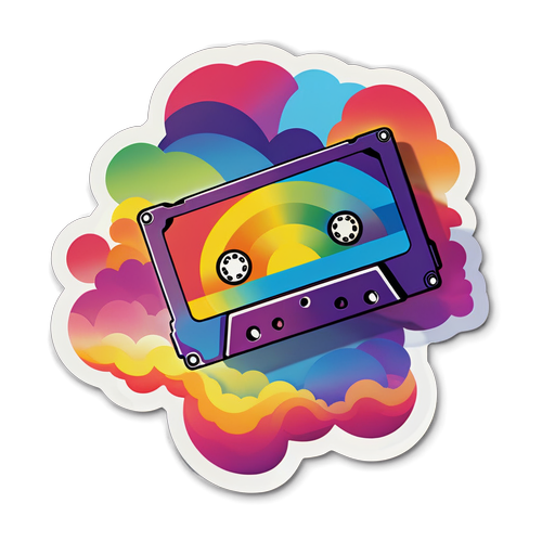 Retro Cassette Tape with Rainbow Gradient