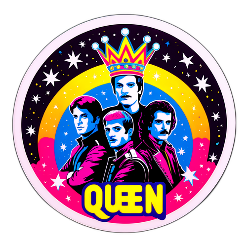 Een retro sticker van de band Queen