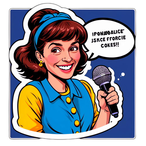 Un dessin humoristique de Florence Foresti avec un microphone