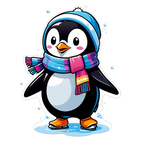 Enchanting Winter Whimsy: The Adorable Penguin Skating into Your Heart!