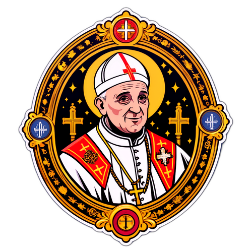 Historisches Porträt des Papst Leo mit religiösen Symbolen