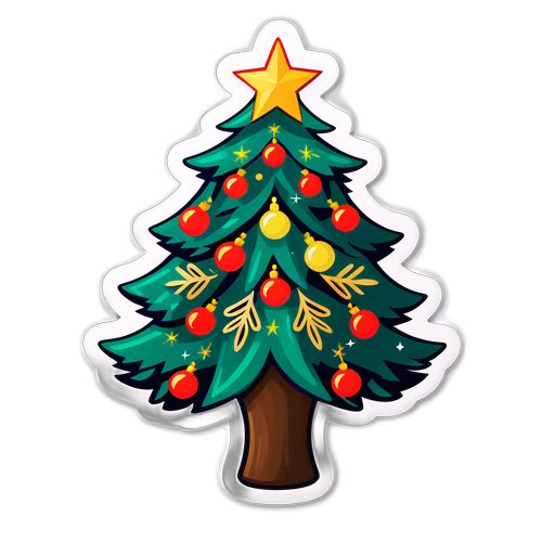 Sticker cu brad de Crăciun stilizat