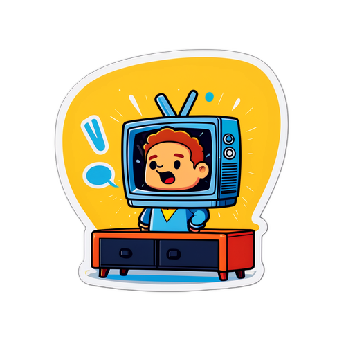 재미있는 TV 시청 순간을 담은 만화 스티커