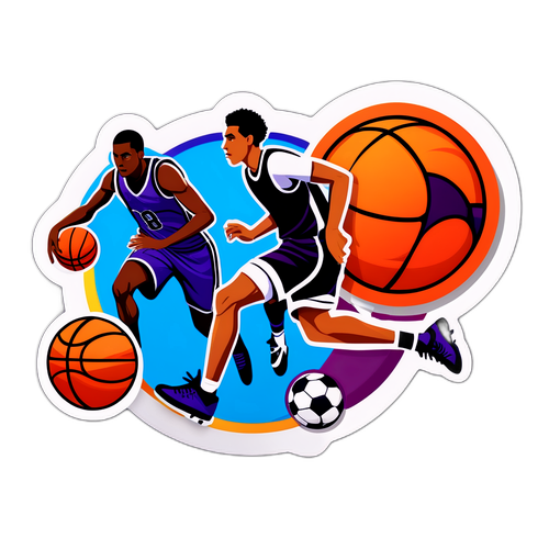 Αυτοκόλλητο με Στοιχεία από Μπάσκετ και Ποδόσφαιρο