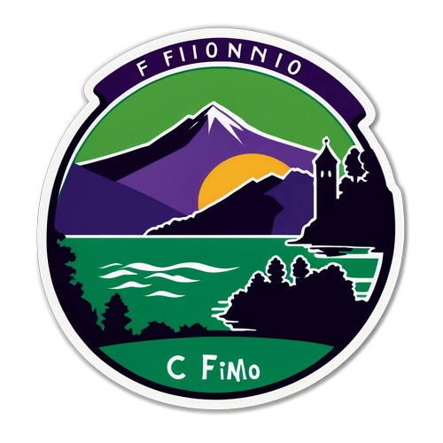 Adesivo con il logo della Fiorentina e il lago di Como