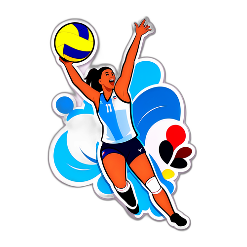 Moment clé du match de volleyball France-Argentine
