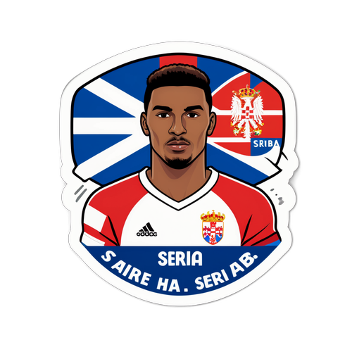 Jucător de fotbal din Anglia cu steagul Serbiei